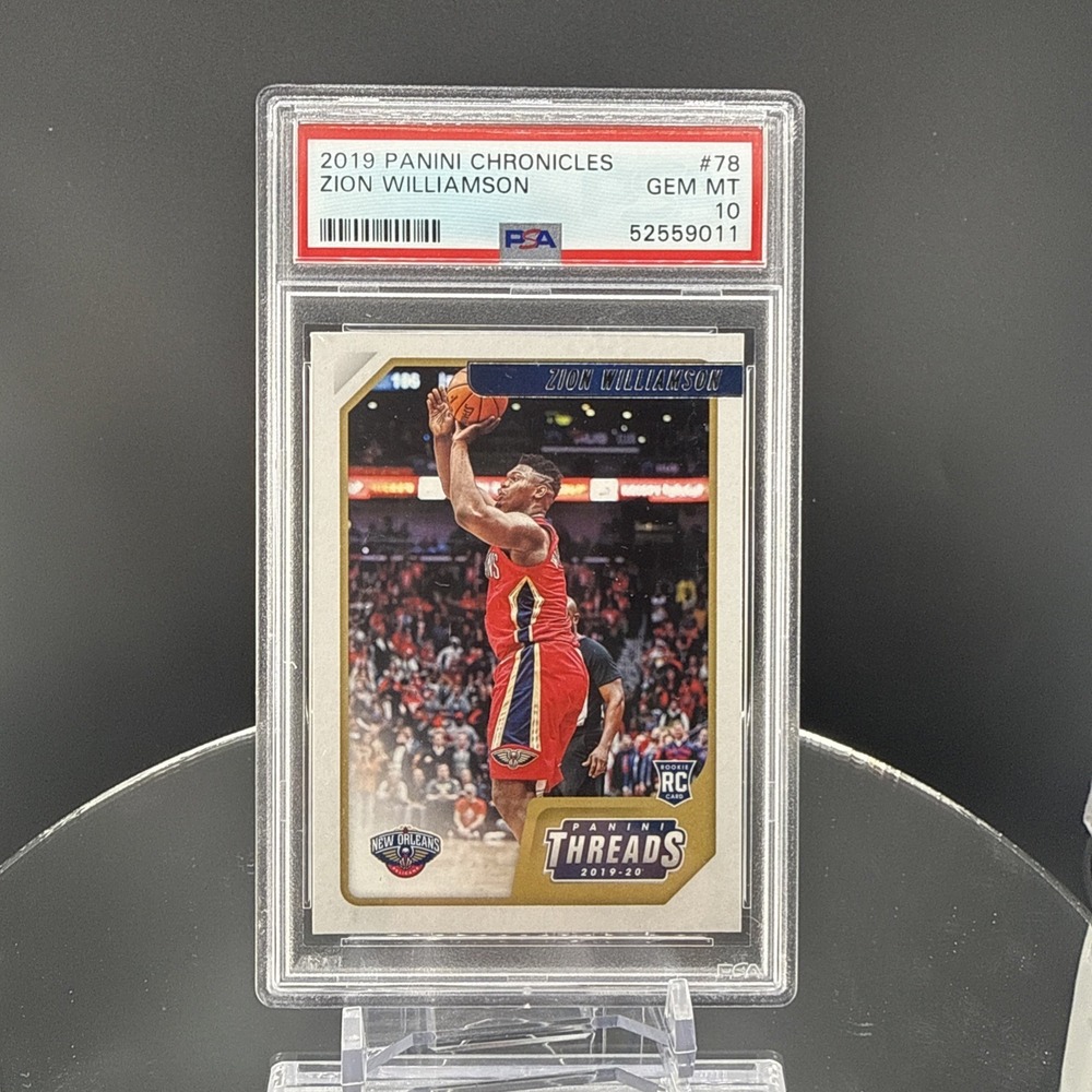 Zion Williamson 2019 Panini Chronicles Threads 78 RC PSA 10 New Orleans Pelicans